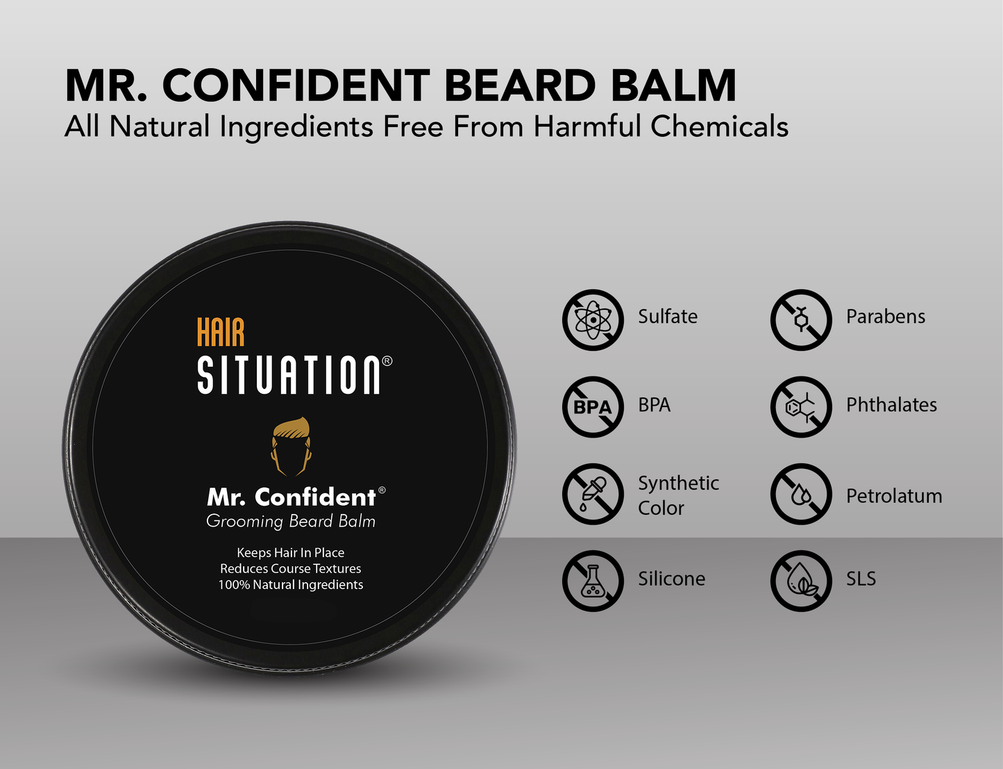 Mr. Confident Beard Balm All Natural Ingredients - HS