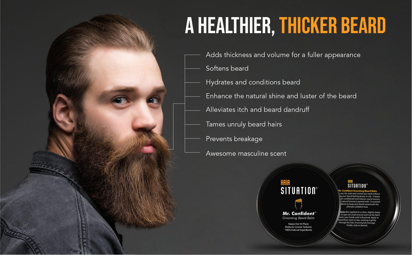Mr. Confident Beard Balm All Natural Ingredients - HS